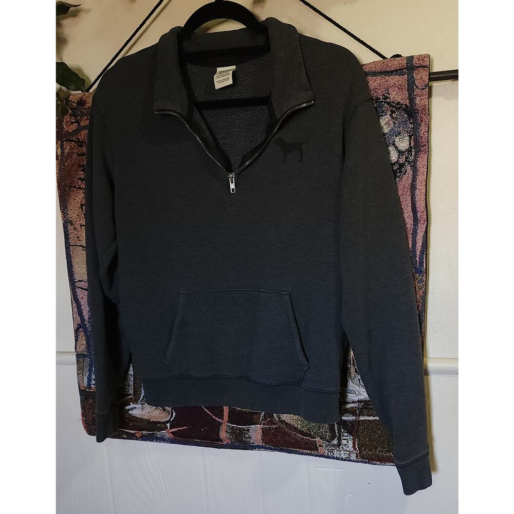 Pink Victoria’s Secret pullover 3/4 zip black sweat shirt XS